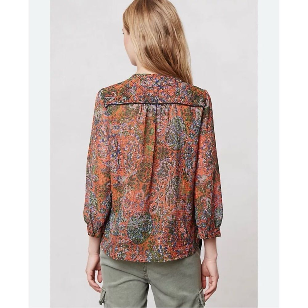 Anthropologie NIYA Edme & Esyllte Paisley Medallion Semi Sheer Peasant Blouse - Picture 3 of 16